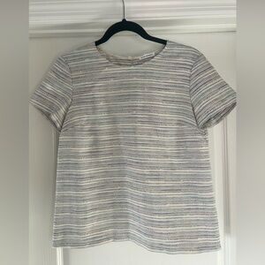 Club Monaco Short Sleeve Top in Cream and Gray